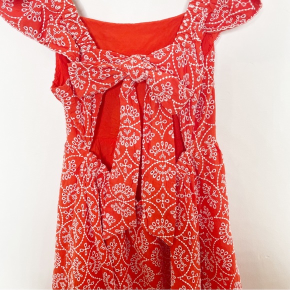 Sezane Melville Lace Coral Midi Dress Size 38 - Picture 7 of 9
